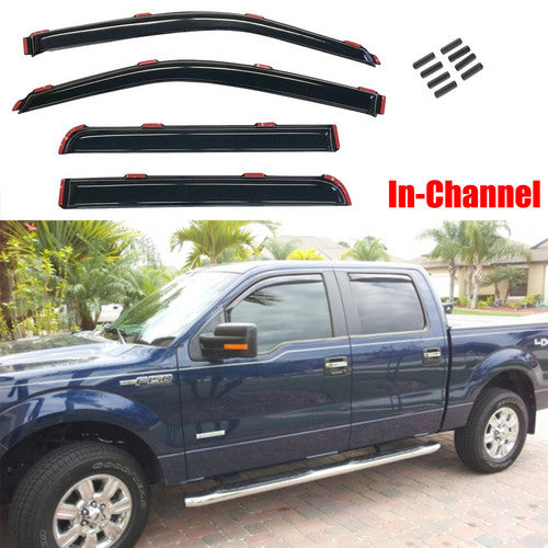Fit 2009-2014 Ford F150 F-150 Supercrew Cab Acrylic Window Visors Deflector 4PCS