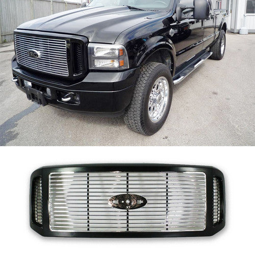 Chrome Front bumper Black Grille Grill For 2005 2006 2007 Ford F-250 Super Duty