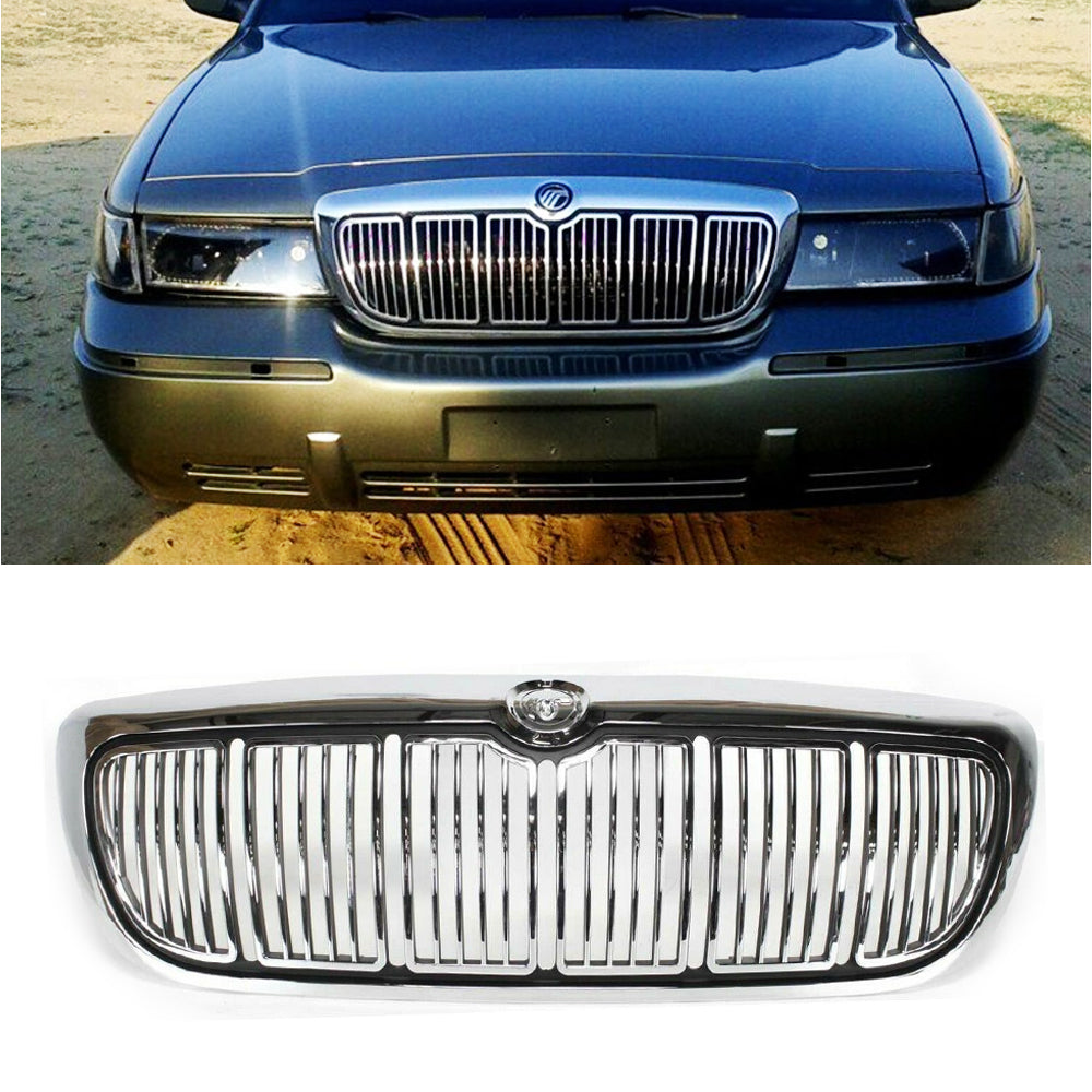 New CHROME Front Bumper GRILLE For 1998-2002 Mercury Grand Marquis FO1200353