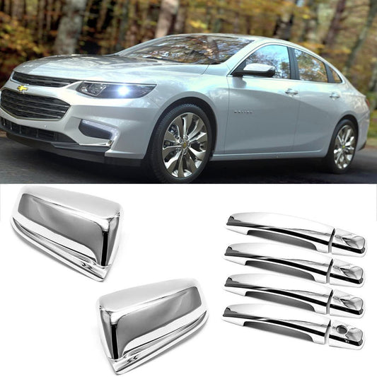 For 2013 2014 2015 Chevy Malibu Sedan Chrome Side Mirrors+Door Handle Covers