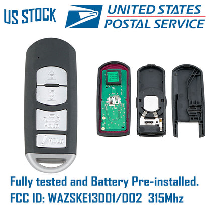 Keyless Remote Car Key Fobs WAZSKE13D01/D02 For 2014 2015 2016 2017 2018 Mazda 3