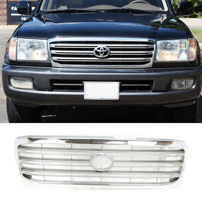 Grille For 2003-2005 Toyota Land Cruiser Chrome Shell w/ Silver Insert Plastic