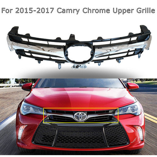 For 2015 2016 2017 Toyota CAMRY Front Chrome Hood Bumper Grill Upper Grille