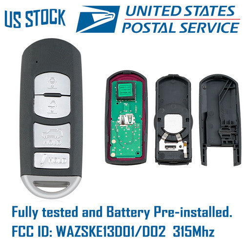 Remote Key Fob Replacement WAZSKE13D01/D02 For 2016-2019 Mazda CX-5 CX-9 SUV