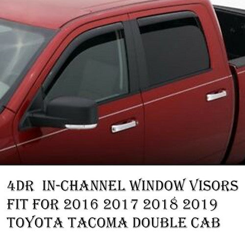 In-channel Rain Deflector Window Visors For 16 17 18 19 Toyota Tacoma Double Cab