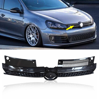 Fit 2010-2014 VW MK6 Golf GTI Jetta Black Carbon Fiber Print Grille