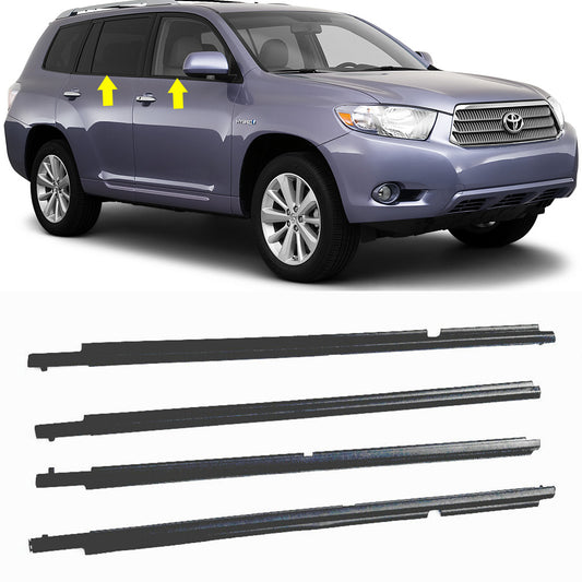 For 2008-2011 Toyota Highlander 4PC Window Weatherstrip Black Sweep Belt Outer
