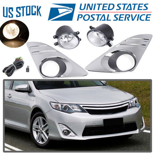 Clear Fog Lights Driving Lamp Black Chrome Bezel For 2012 2013 2014 TOYOTA CAMRY