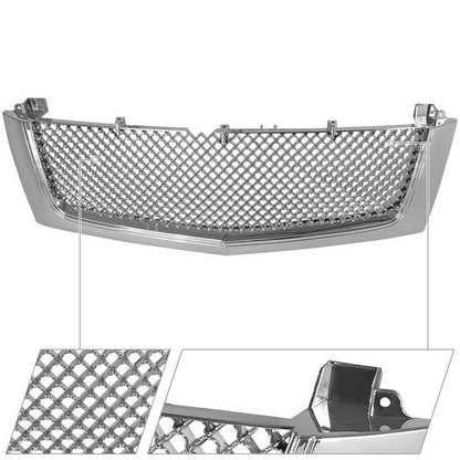 Front Hood Grille Fits 2002-2006 Cadillac Escalade Polished ABS Mesh Bumper
