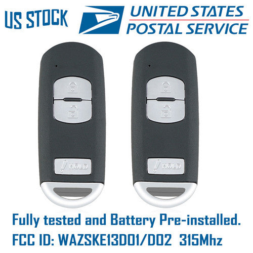 2pcs Remote Key Fob Replacement WAZSKE13D01/D02 For 2012-2018 Mazda CX-3 CX-5