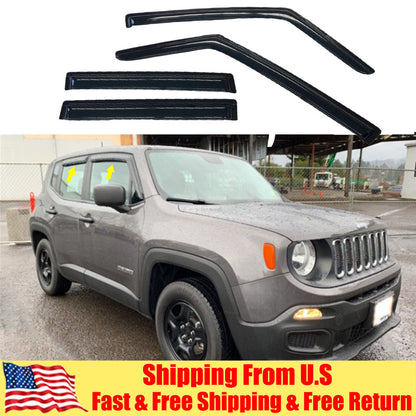 FIT 2014 2015 2016 2017 2018 Jeep Renegade Smoked Window Vent Visors Guard 4PCS