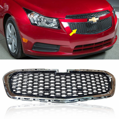 Lower Front Black w/ Chrome Radiator Grille Fit 2014 2015 Chevrolet Malibu