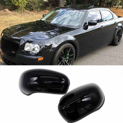 For 2005-2010 Chrysler 300/300C Sedan Full Glossy Black Mirror Cover Overlay