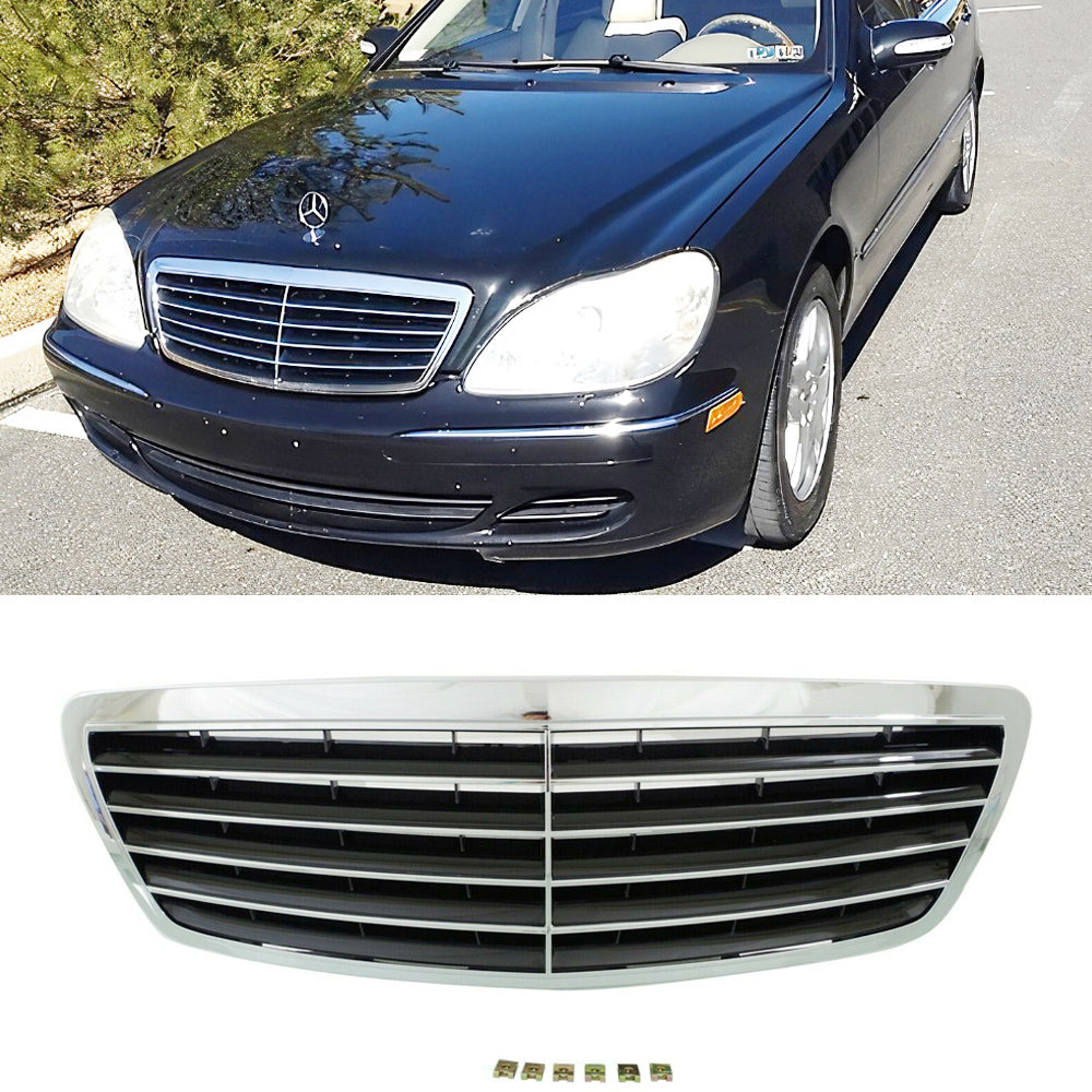 Front Bumper Grill Grille For 2003-2006 Mercedes Benz S430 S500 Chrome& Black