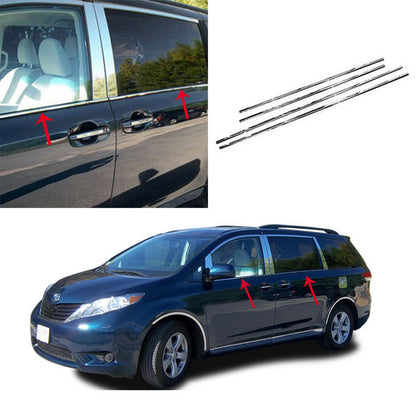 For 2011-2017 2018 2019 Toyota Sienna Chrome Mirror Covers + Window Sills TRIMS