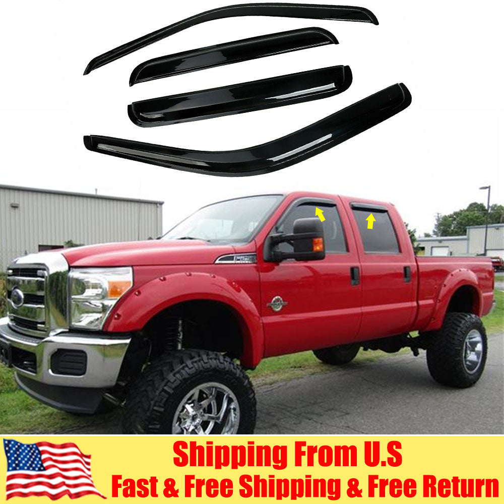 For 1999-2016 Ford F250 F350 F450 F550 Crew Cab 4pcs Window Visors Rain Guards