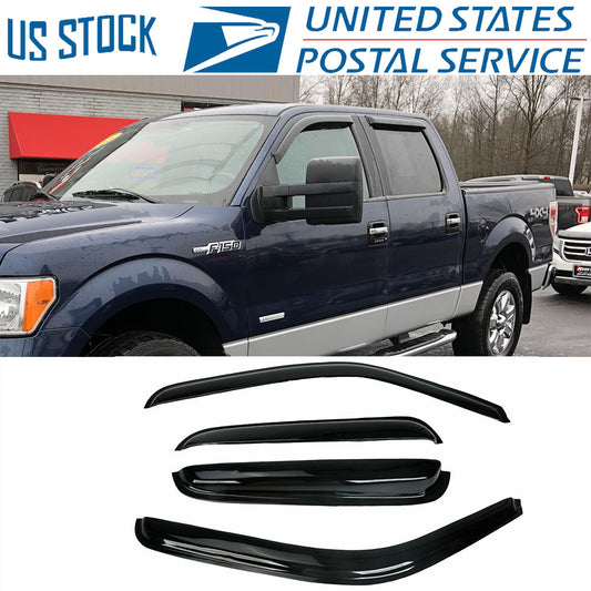 For 2001-2013 Ford F150 Super Crew Smoke Tint Window Visor Wind/Rain Deflector