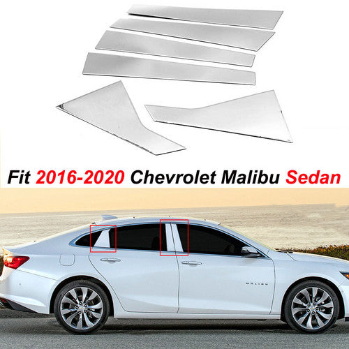 For 2016-2018 2019 2020 Chevrolet Malibu Sedan Chrome Pillar Post Molding Trims