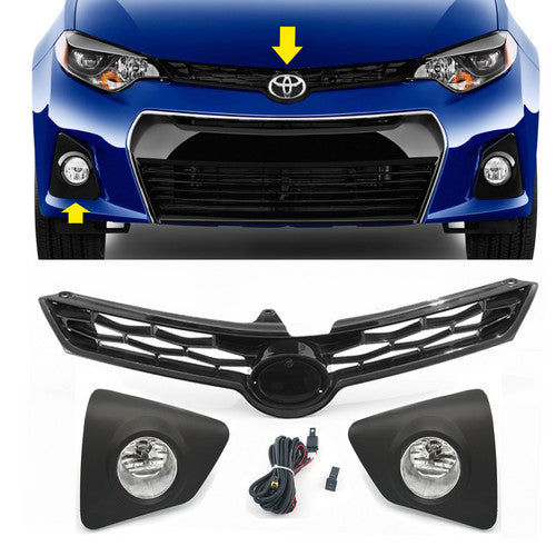 For Toyota corolla S 2014-2016 Clear Front Bumper Fog Lights Upper Grille