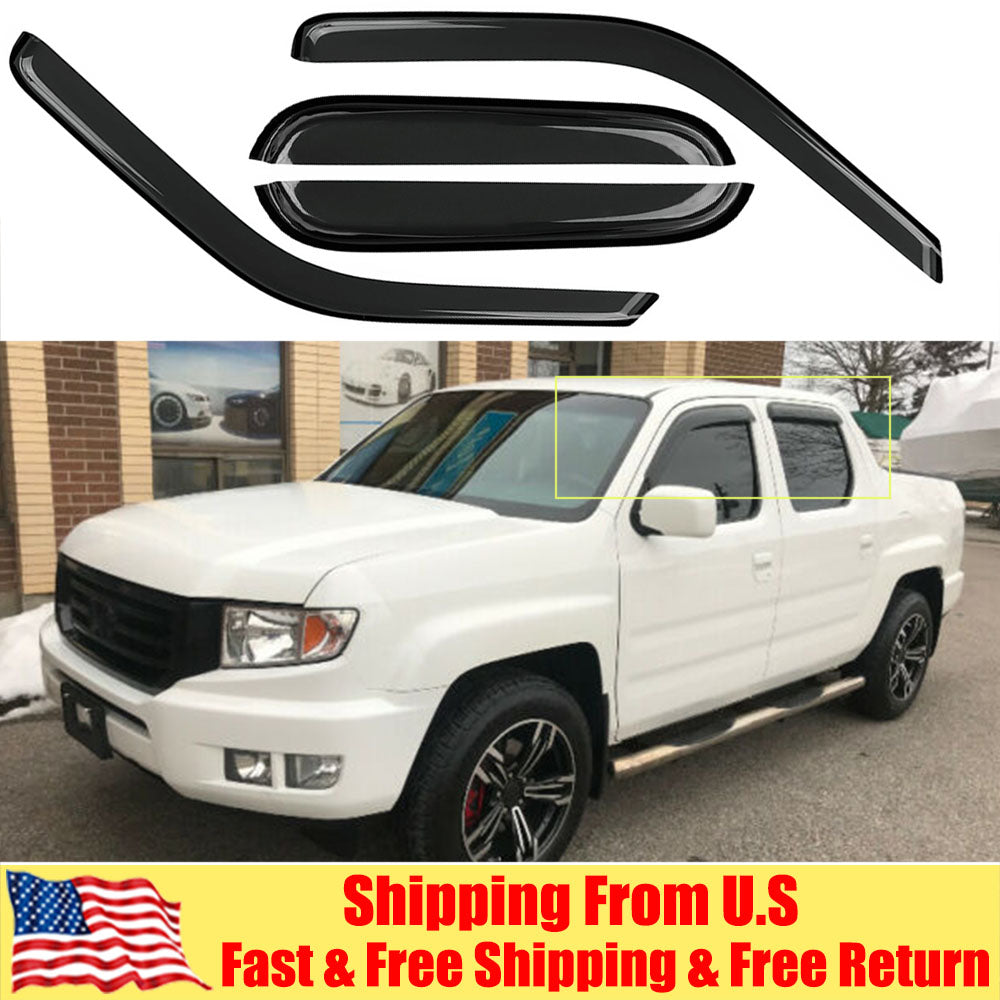 For 2006-2014 Honda Ridgeline Tape-On Dark Tinted Window Visor Rain Deflector