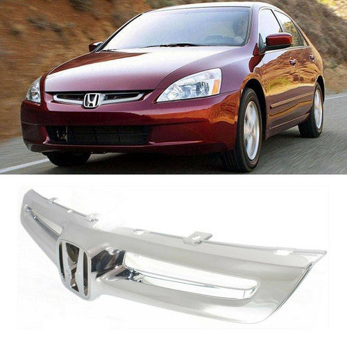 Chrome Front Bumper Upper Grille Grill For 2003 2004 2005 Honda Accord Sedan