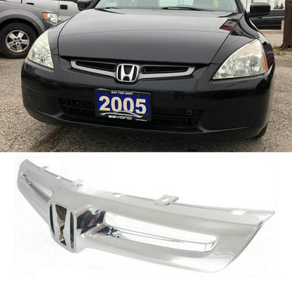 Chrome Front Bumper Upper Grille Grill For 2003 2004 2005 Honda Accord Sedan