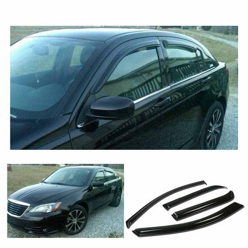 Smoked Dark Tinted Side Window Deflector Vent Guard Set