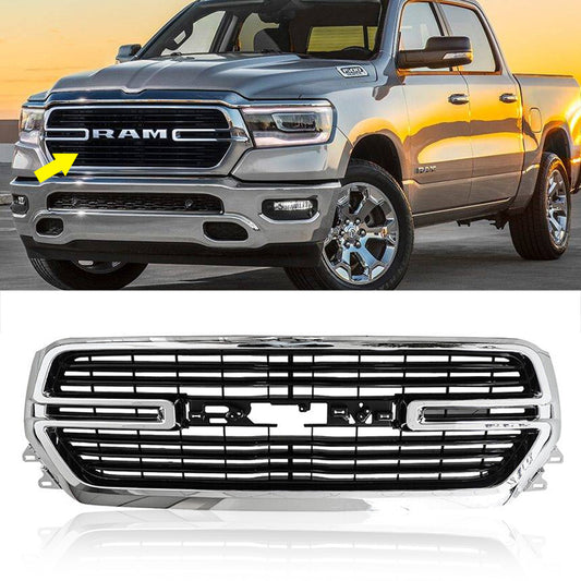 For 2019 2020 2021 Dodge Ram1500 Front Bumper Chrome Grille Grill Assembly