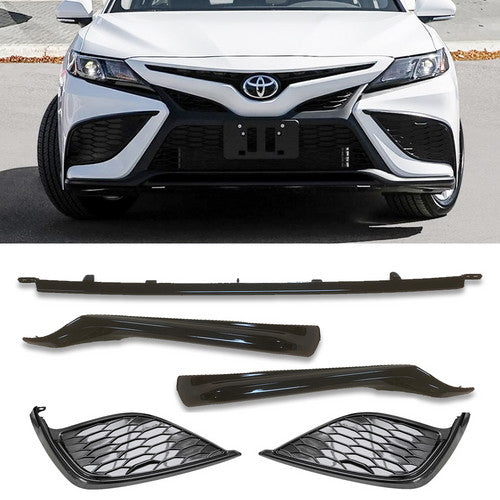 5pcs For 2021 2022 TOYOTA Camry SE XSE Lower Molding Trim Fog Light Cover Glossy