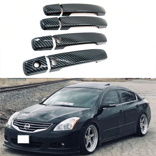 Fits 2007-2012 Nissan Altima/Sentra Carbon Fiber Paint Door Handle Cover 4DR 4PC