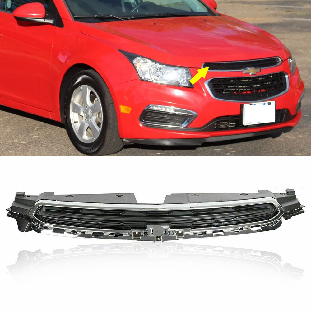 Upper Front Bumper Grille Black w/ Chrome For 2015 2016 Chevrolet Cruze Limited