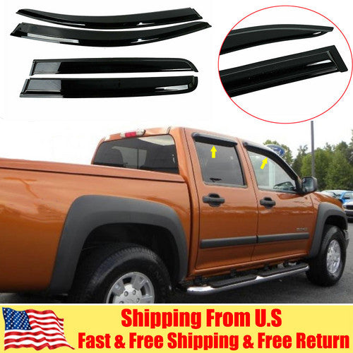 Fit 2015-2020 Chevy Colorado Crew Cab Smoke Window Visors Rain Guards Shade 4PCS