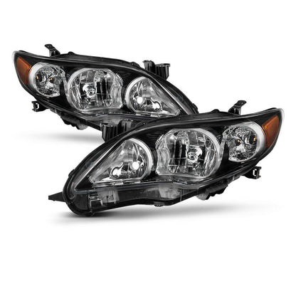 For 2011 2012 2013 Toyota Corolla Black Housing Headlights Lamps Left+Right Pair