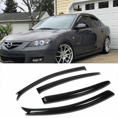 Fit 2004-2007 2008 2009 Mazda 3 Sedan Tape-on Window Visor Wind Rain Deflector