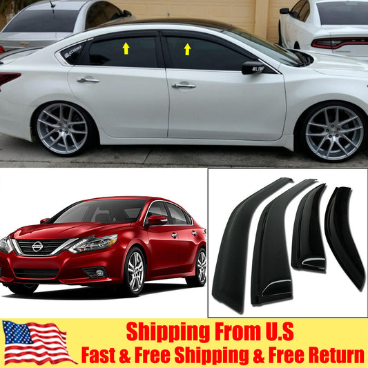 Fit 2013-2018 Nissan Altima Sedan Smoke Window Visor Deflector Rain Guards 4PCS