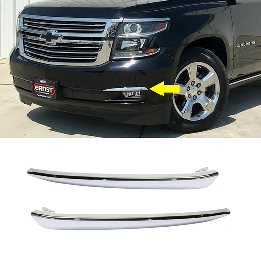 Front Bumper Chrome Trim For 2015-2020 Chevy Tahoe Models w/ Luxuxry Pckg 2pcs