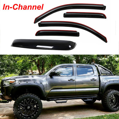 5PCS Window Visors&Moon Sunroof Visor Fit 2016-2021 Toyota Tacoma Double Cab