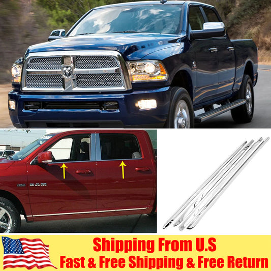 Fit 2010-2016 2017 Ram 2500/3500 Crew Cab Mega Cab Trims Window Sills Trims 4PCS